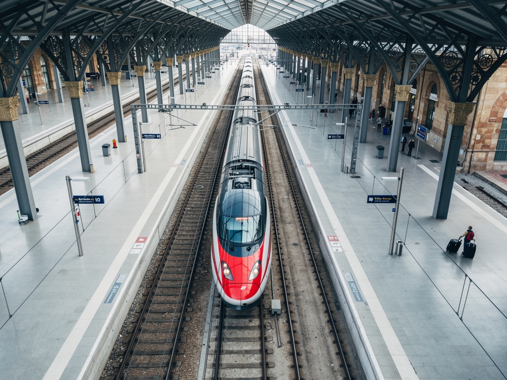 Quai de la gare de Barcelone Sants avec train international