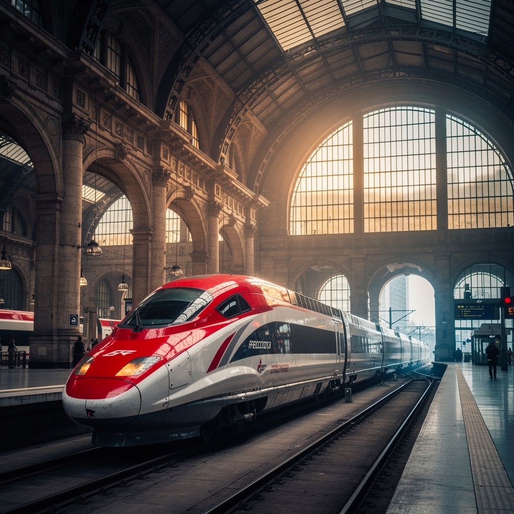 Vue du Frecciarossa en gare de Milan Centrale